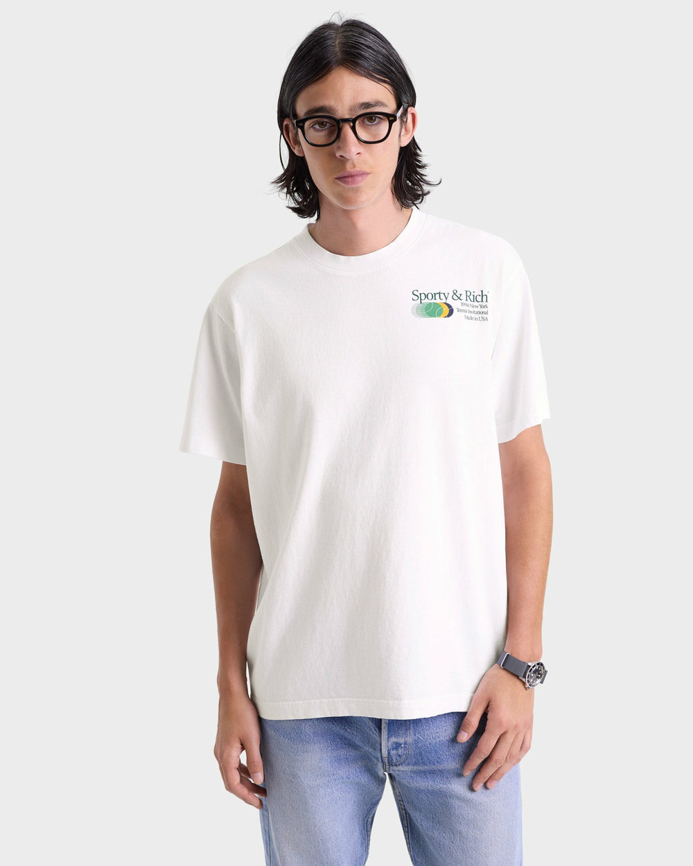 Invitational T-Shirt - White/Forest Sporty & Rich For Sale