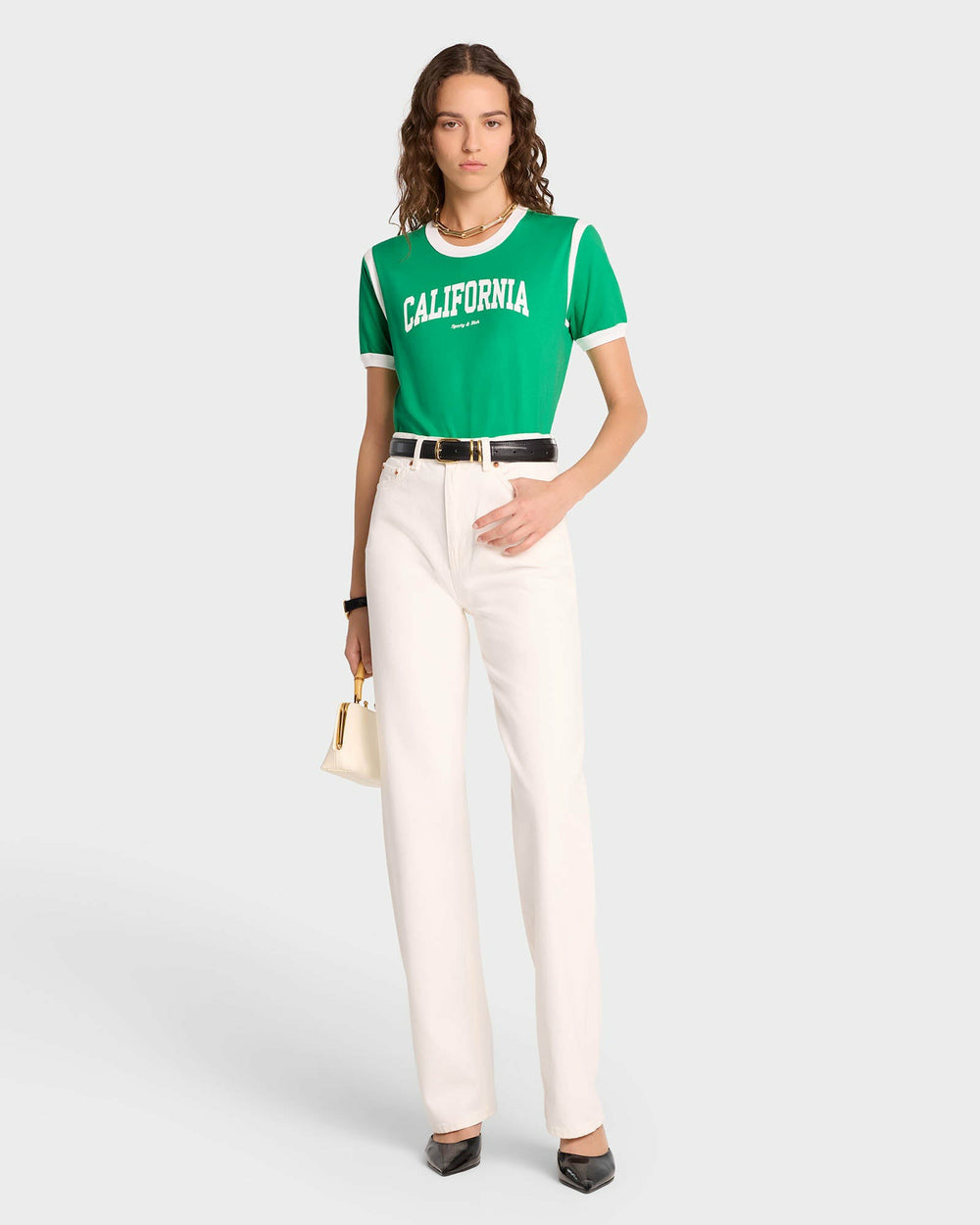 California Sports Tee - Verde/White Sporty & Rich US
