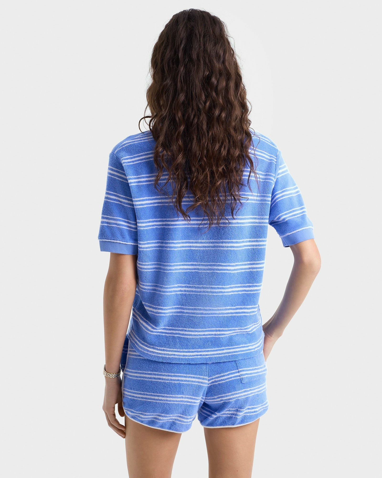 SRC Terry Polo - Juniper Striped Sporty & Rich Sale