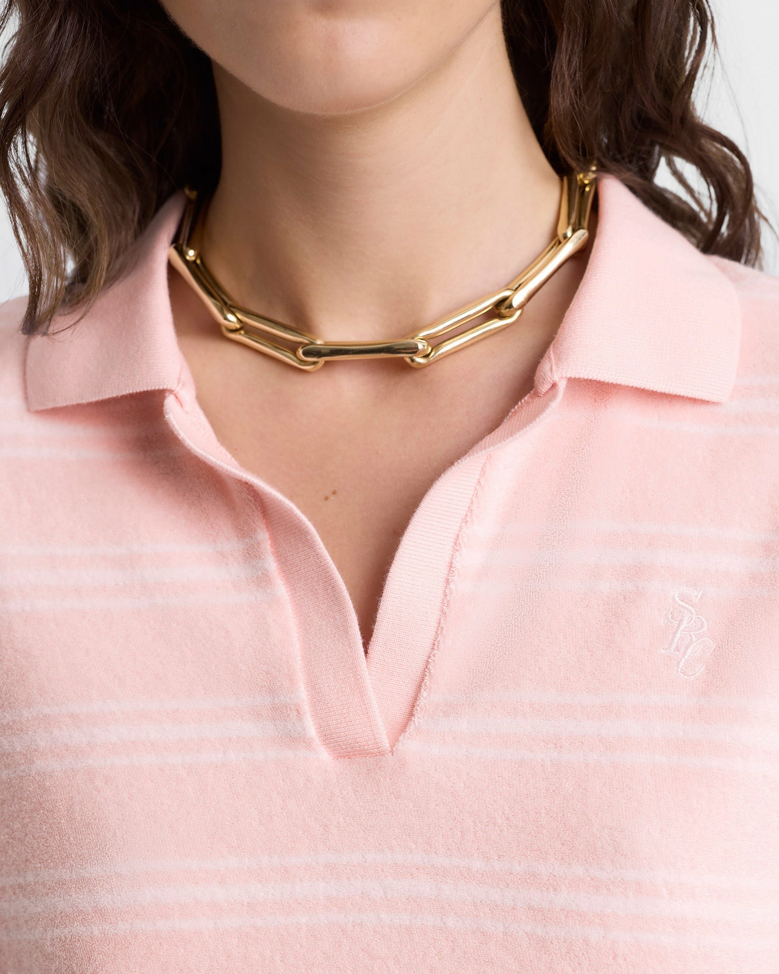 SRC Terry Polo - Pink Dolphin Striped Sporty & Rich Online