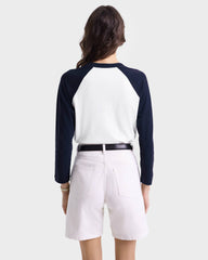 Wellness Club Baseball Tee - White/Navy Sporty & Rich Discount