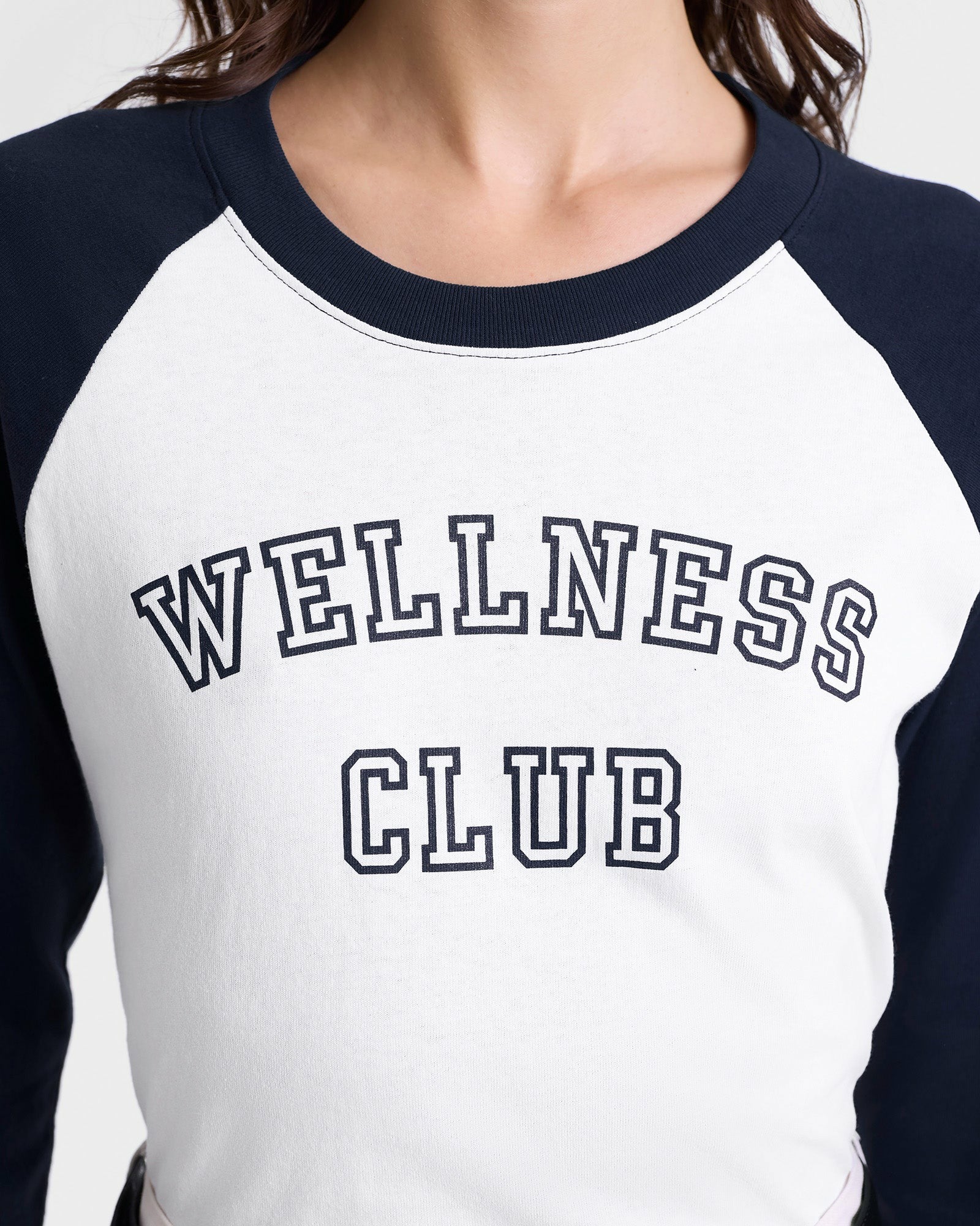Wellness Club Baseball Tee - White/Navy Sporty & Rich Discount