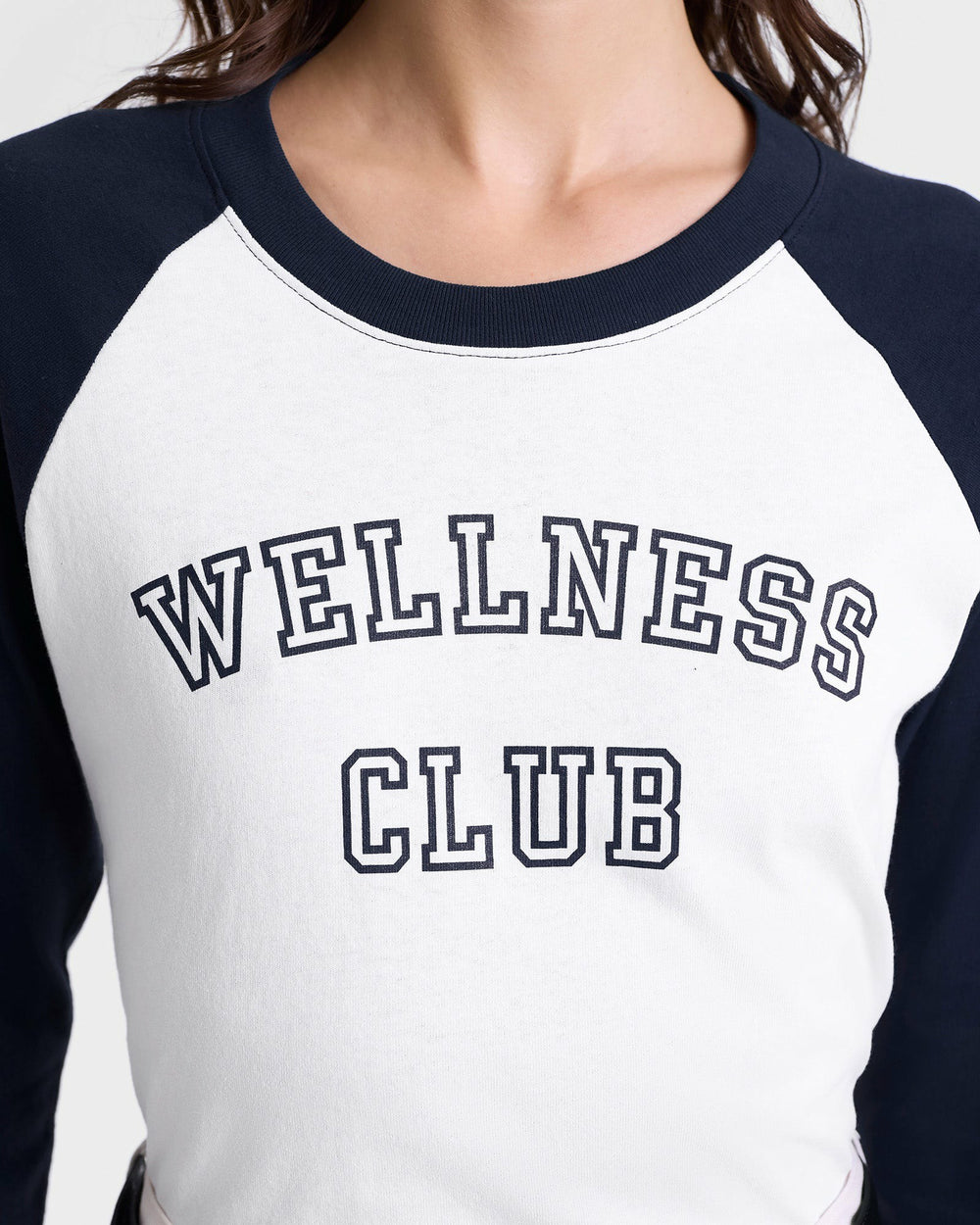 Wellness Club Baseball Tee - White/Navy Sporty & Rich Discount