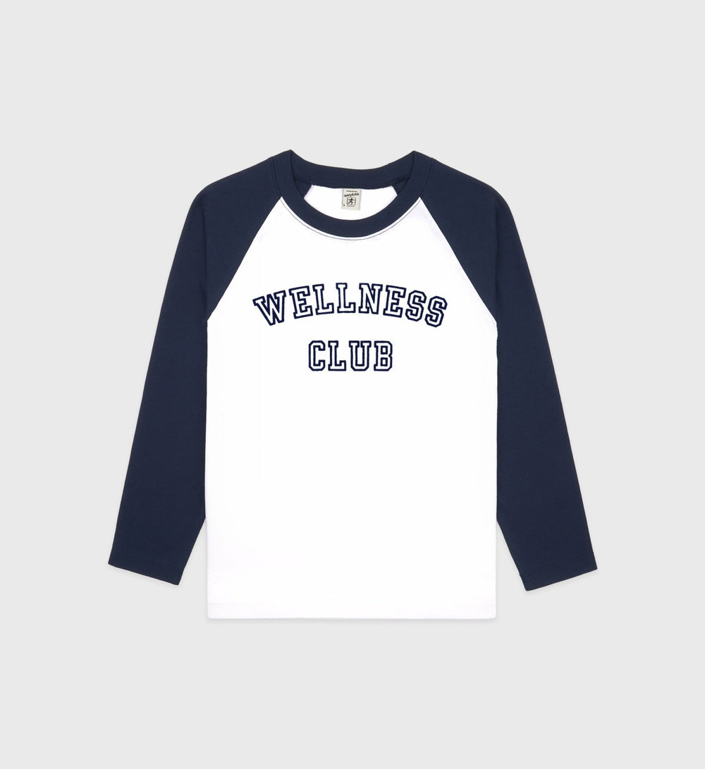 Wellness Club Baseball Tee - White/Navy Sporty & Rich Discount
