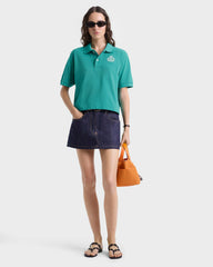 H&W Crest Pique Polo - Spring Green/White Sporty & Rich For Sale