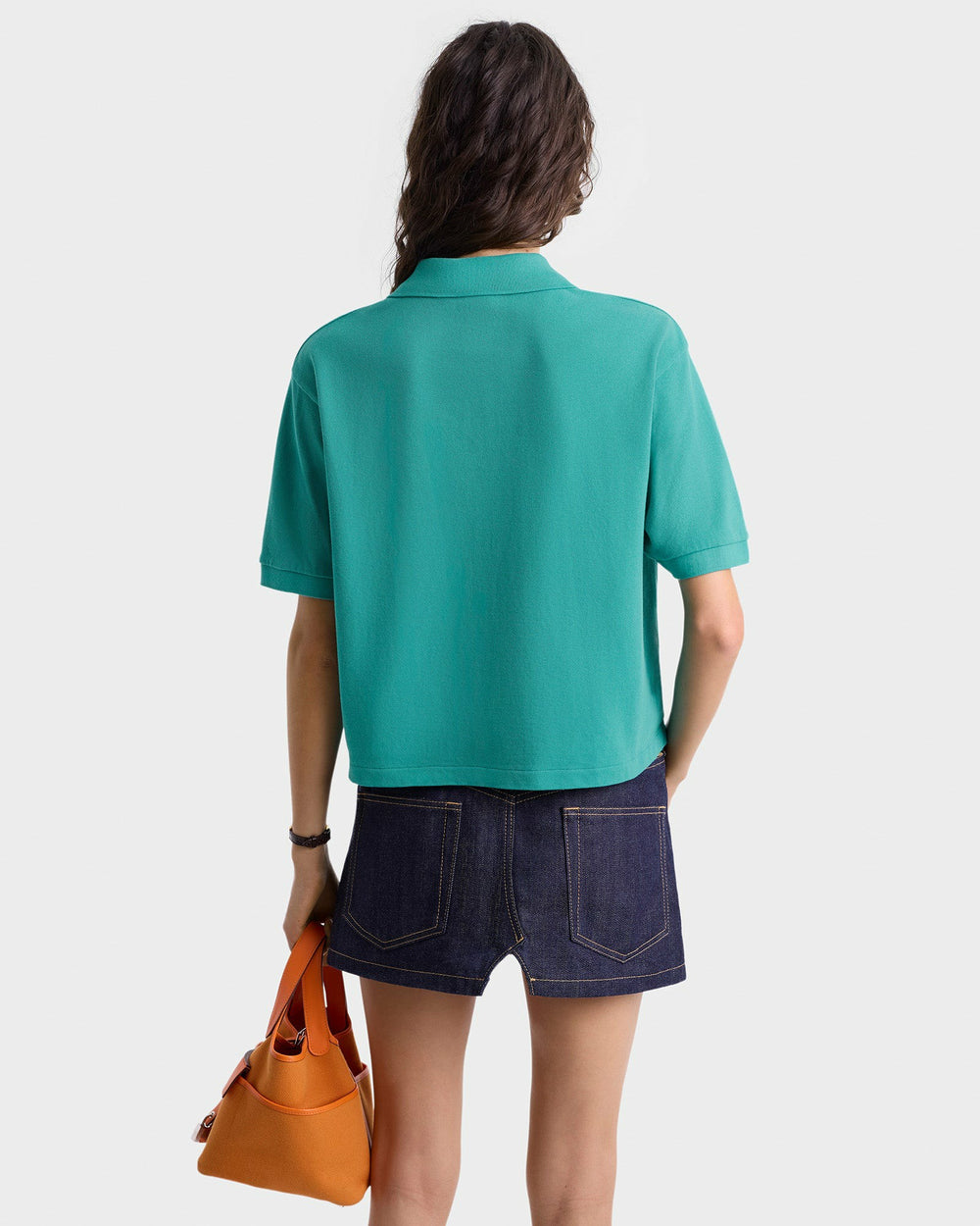 H&W Crest Pique Polo - Spring Green/White Sporty & Rich For Sale