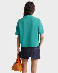 H&W Crest Pique Polo - Spring Green/White Sporty & Rich For Sale