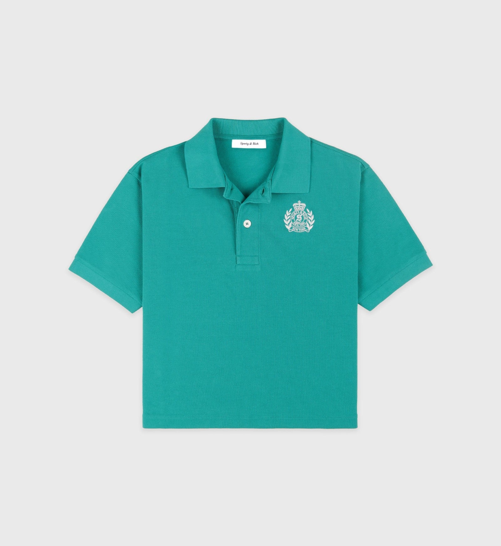 H&W Crest Pique Polo - Spring Green/White Sporty & Rich For Sale