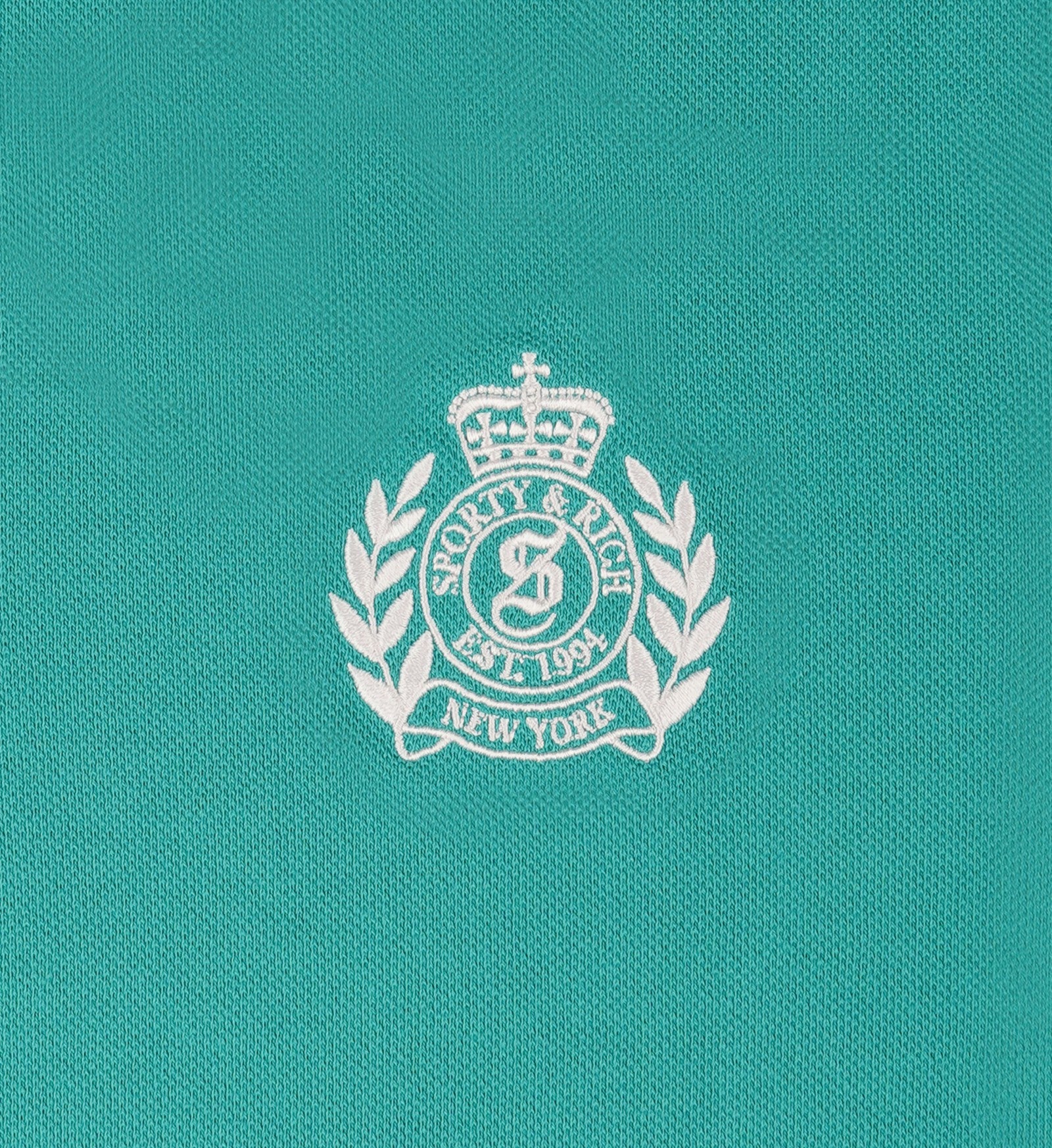 H&W Crest Pique Polo - Spring Green/White Sporty & Rich For Sale