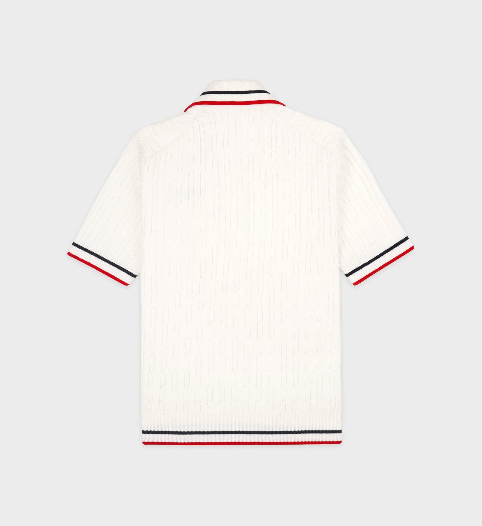 Serif Logo Mini Cable Polo - White/Navy/Ruby Sporty & Rich US