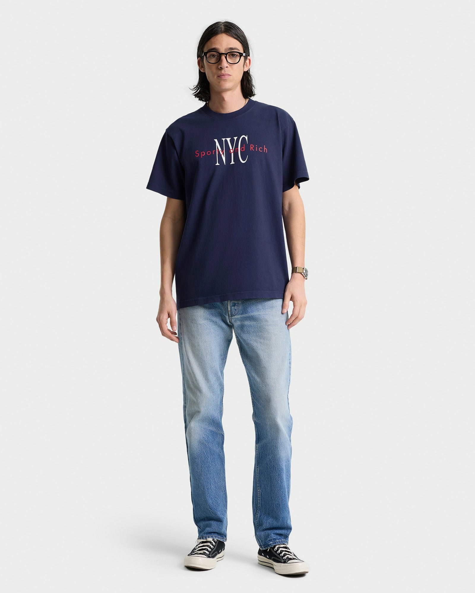 NY Minute T-Shirt - Navy/White Sporty & Rich Sale
