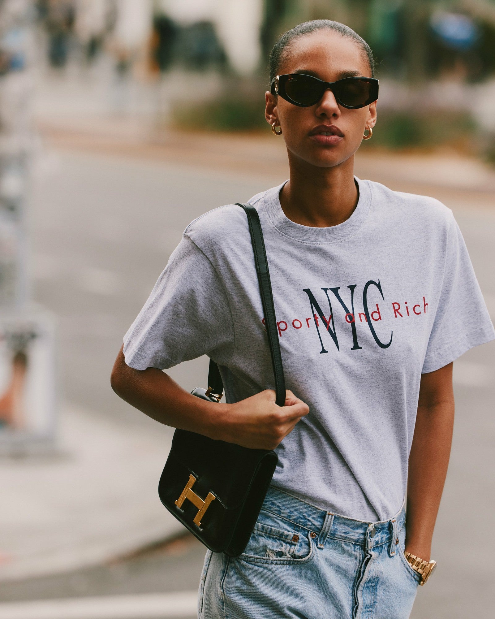 NY Minute T-Shirt - Heather Gray/Navy Sporty & Rich Online