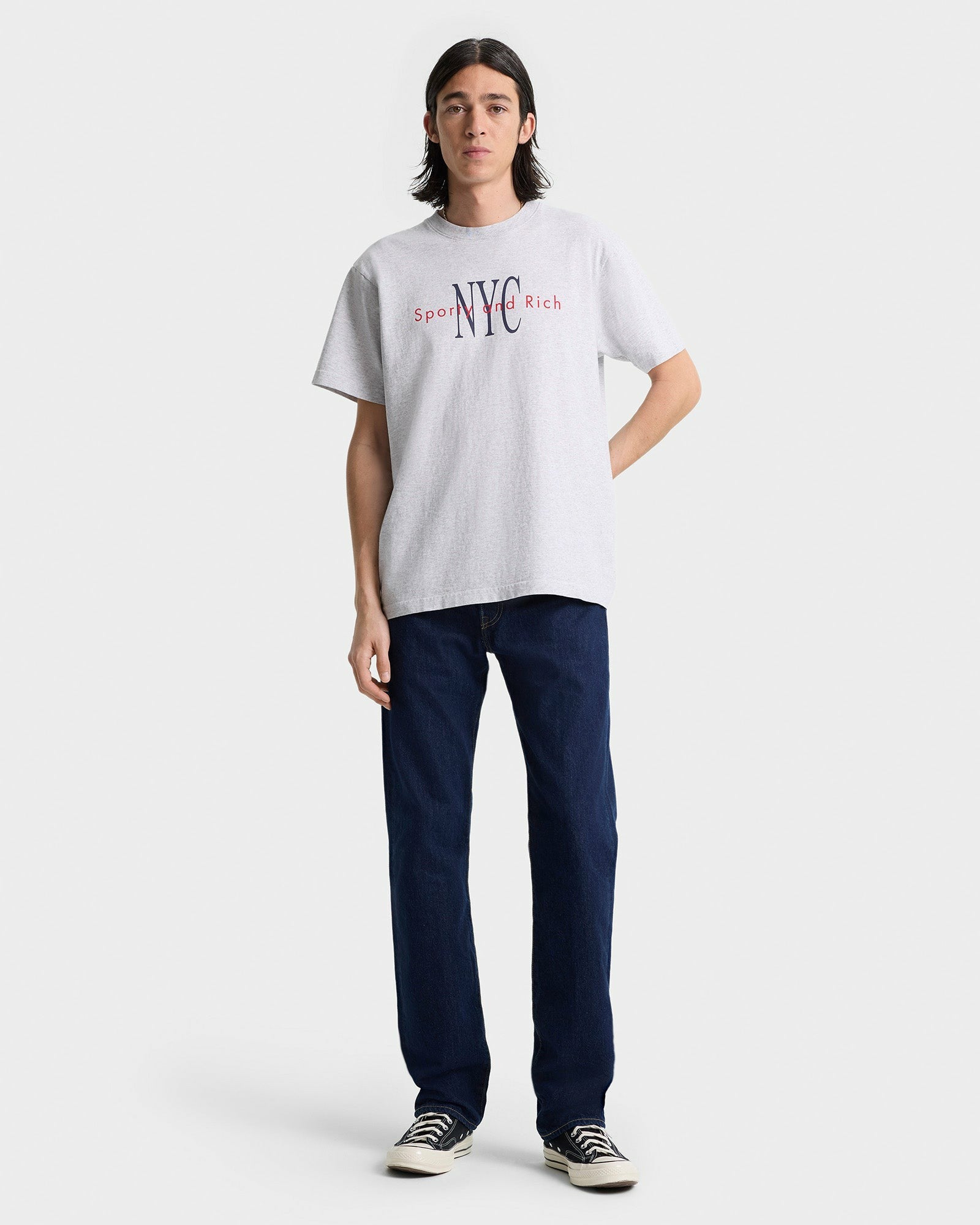 NY Minute T-Shirt - Heather Gray/Navy Sporty & Rich Online