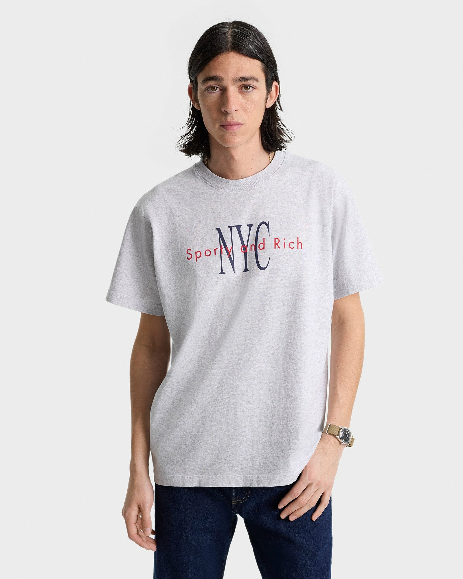 NY Minute T-Shirt - Heather Gray/Navy Sporty & Rich Online