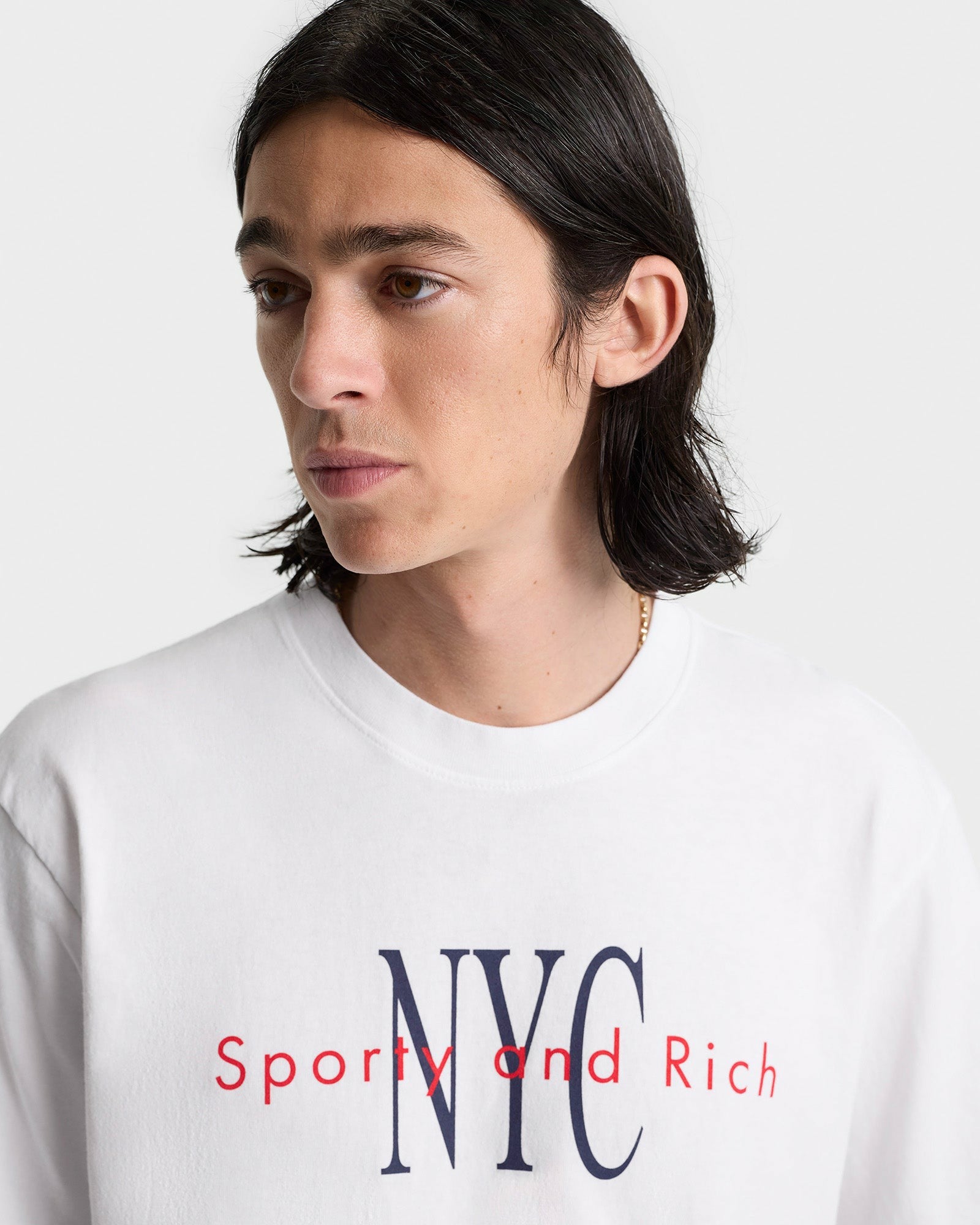 NY Minute T-Shirt - White/Navy Sporty & Rich Discount