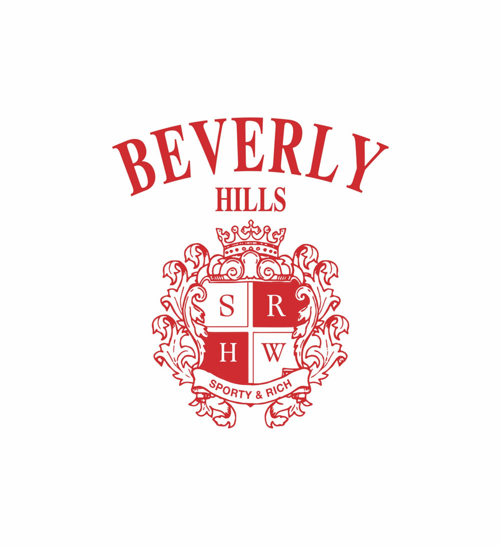 Beverly Hills Crest Soft Ringer Tee - White/Ruby Sporty & Rich For Sale