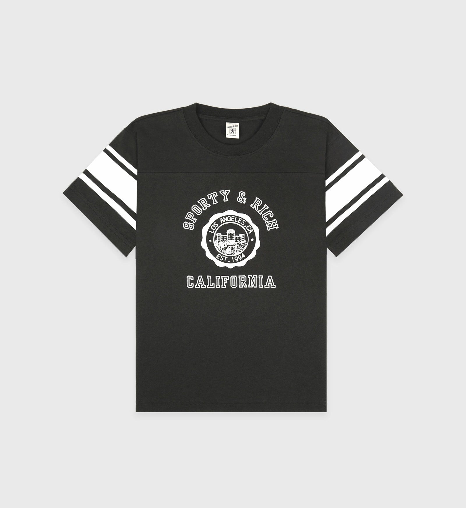 California Emblem Rugby Tee - Faded Black Sporty & Rich US