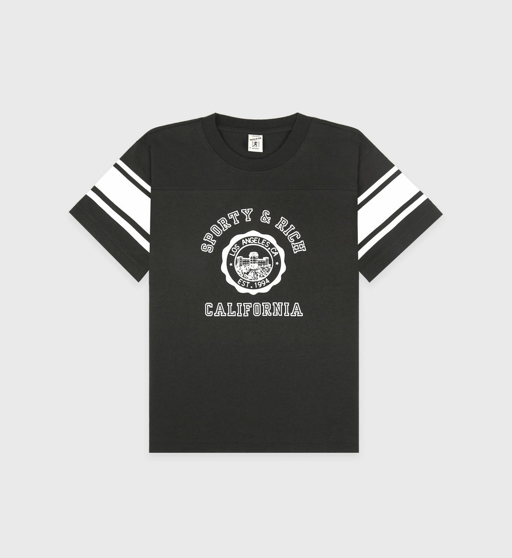 California Emblem Rugby Tee - Faded Black Sporty & Rich US