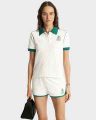 Crown 70s Pique Polo - White/Alpine Sporty & Rich Online