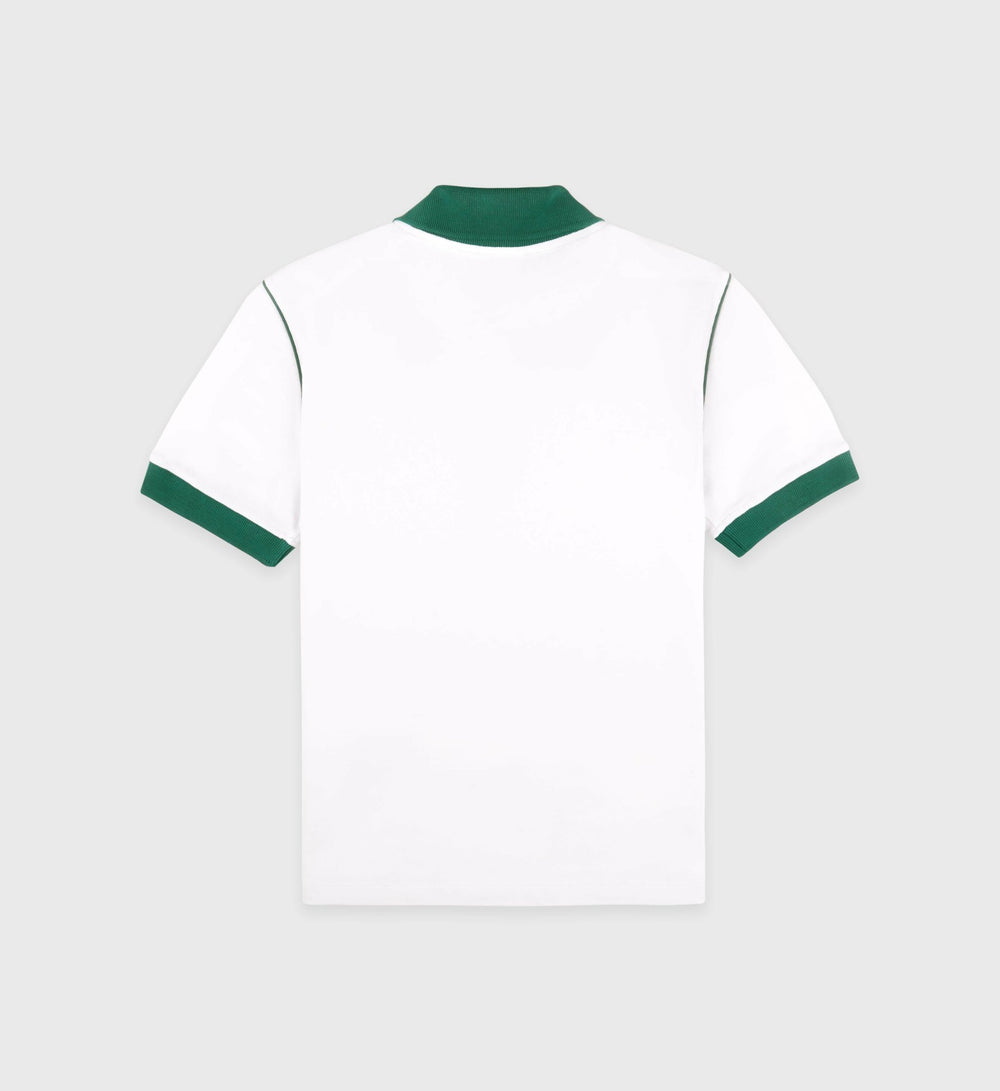 Crown 70s Pique Polo - White/Alpine Sporty & Rich Online