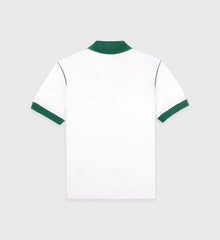 Crown 70s Pique Polo - White/Alpine Sporty & Rich Online