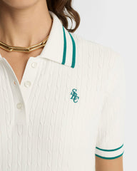 SRC Mini Cable Polo - White/Alpine Sporty & Rich Discount