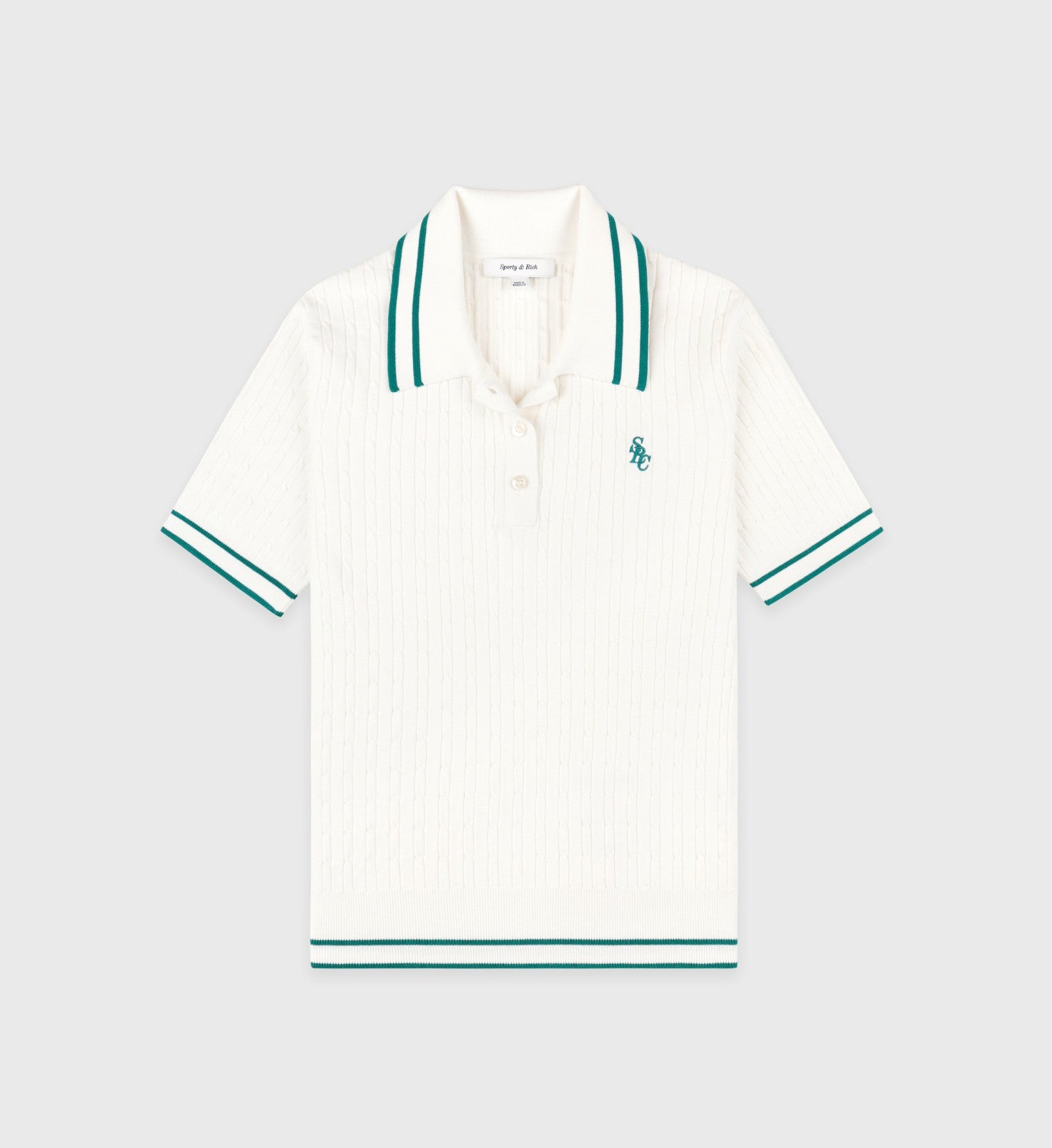 SRC Mini Cable Polo - White/Alpine Sporty & Rich Discount