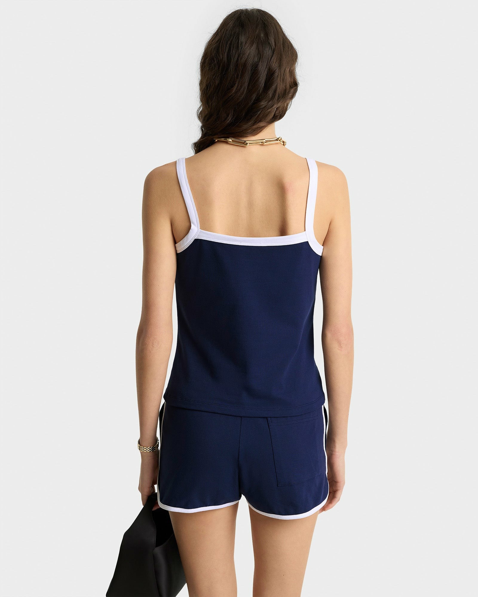 Crown Tennis Pique Tank - Navy/White Sporty & Rich For Sale