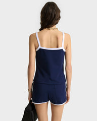 Crown Tennis Pique Tank - Navy/White Sporty & Rich For Sale