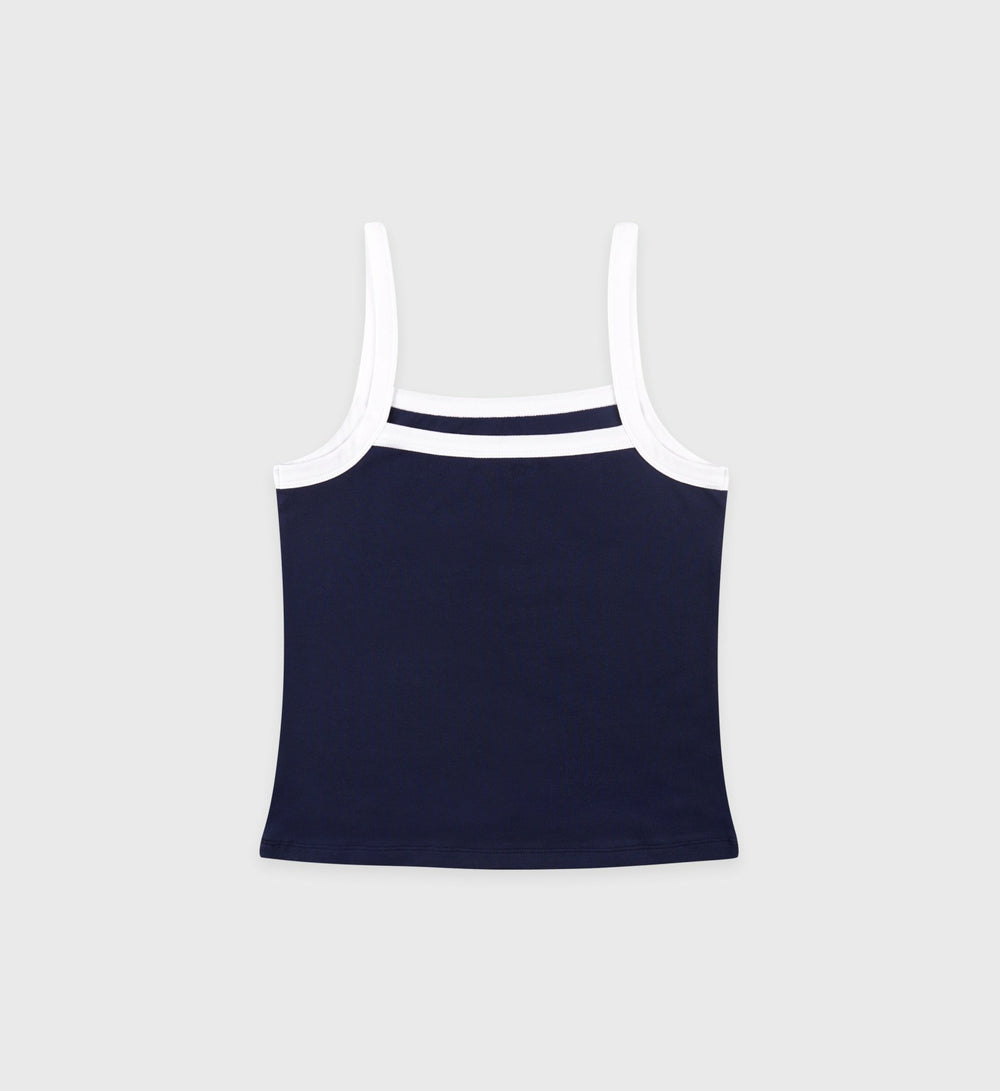 Crown Tennis Pique Tank - Navy/White Sporty & Rich For Sale