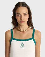 Crown Tennis Pique Tank - White/Alpine Sporty & Rich Outlet