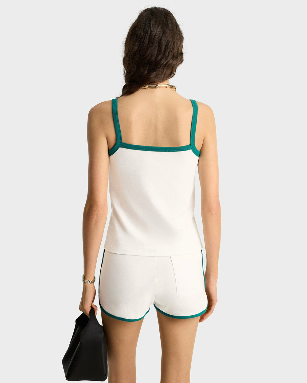 Crown Tennis Pique Tank - White/Alpine Sporty & Rich Outlet