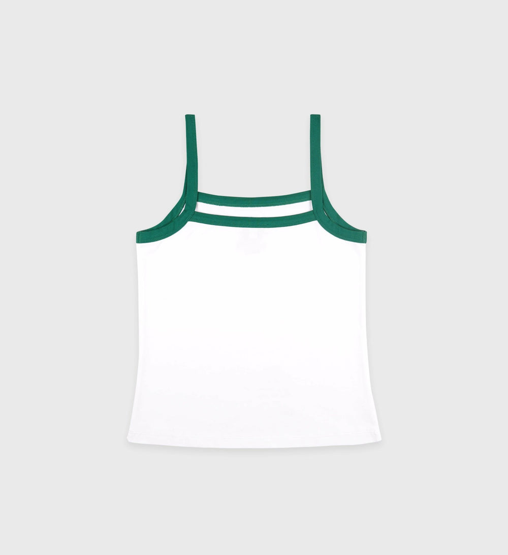 Crown Tennis Pique Tank - White/Alpine Sporty & Rich Outlet