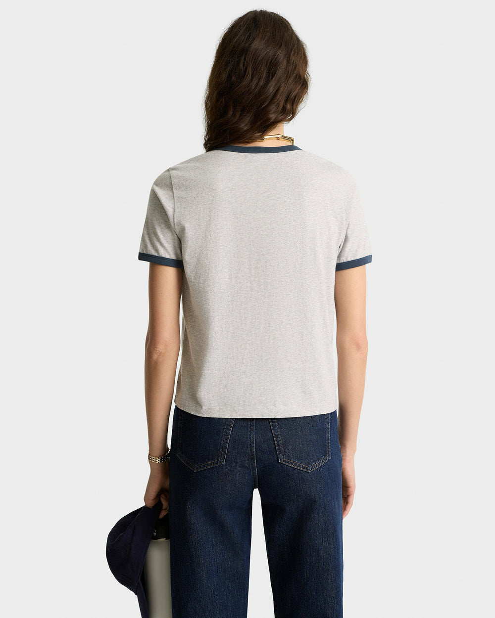 California Emblem Soft Ringer Tee - Heather Gray/Navy Sporty & Rich Sale