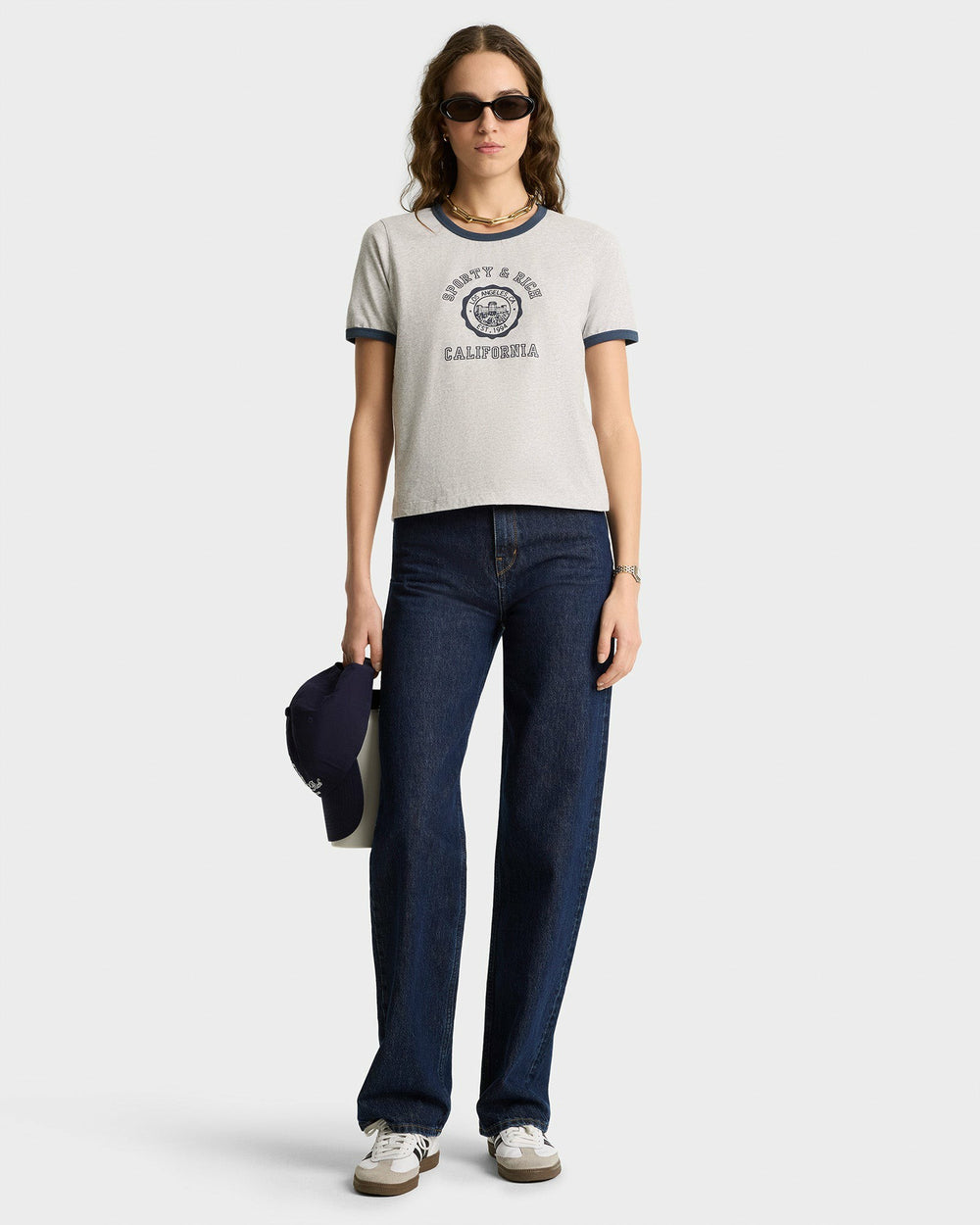 California Emblem Soft Ringer Tee - Heather Gray/Navy Sporty & Rich Sale