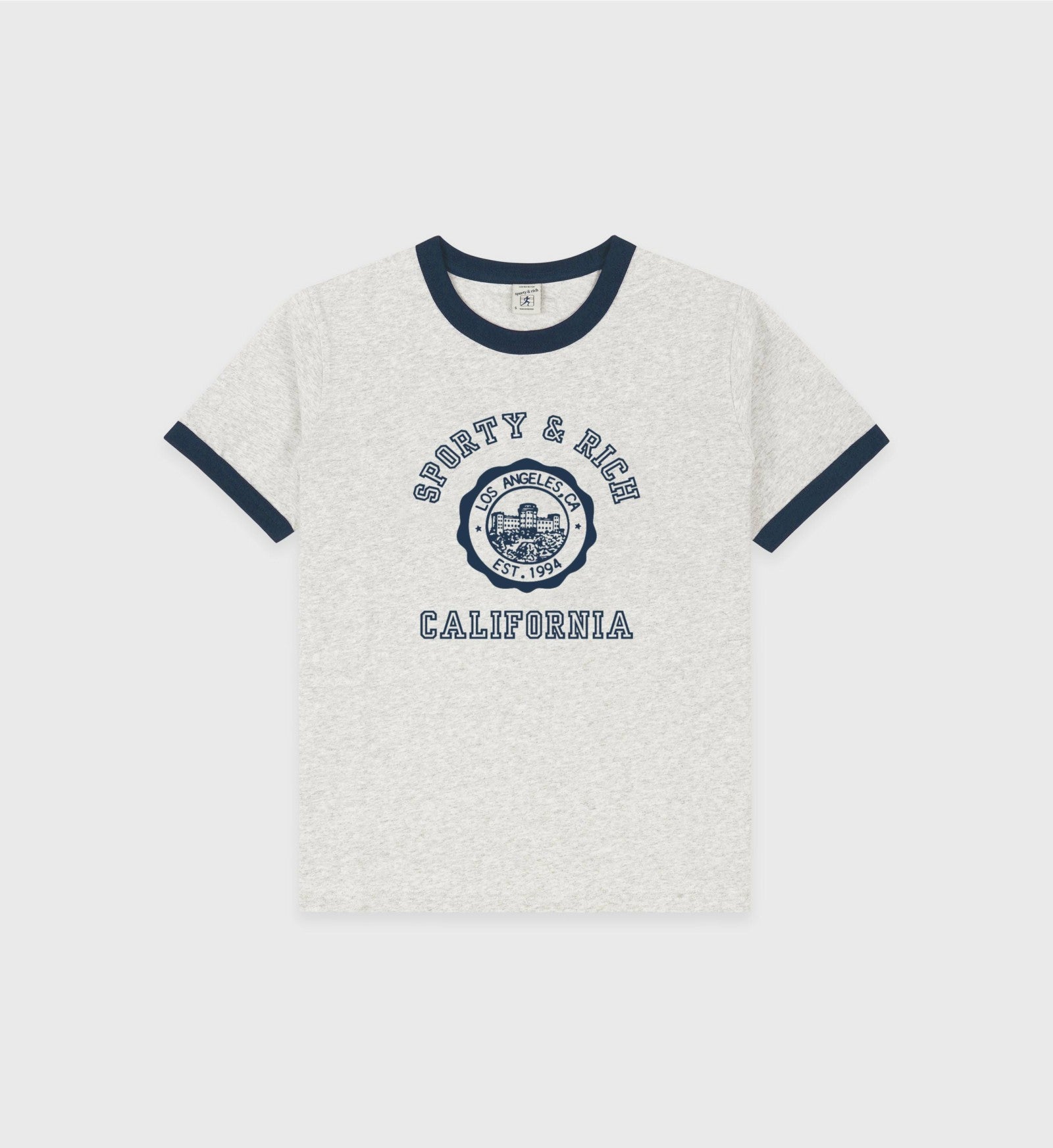 California Emblem Soft Ringer Tee - Heather Gray/Navy Sporty & Rich Sale