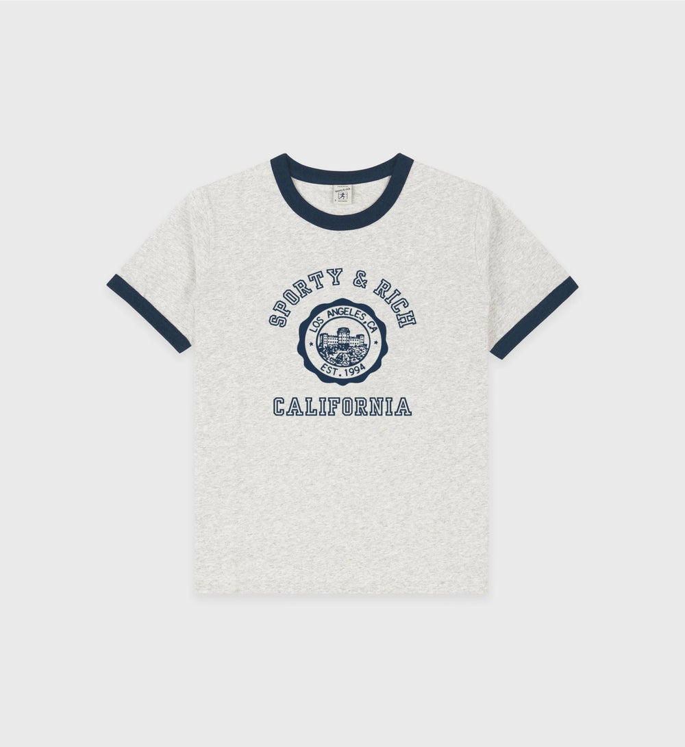 California Emblem Soft Ringer Tee - Heather Gray/Navy Sporty & Rich Sale