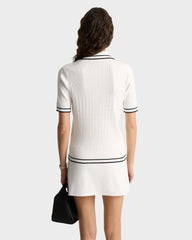 Eden Crest Mini Cable Polo - White/Navy Sporty & Rich Online