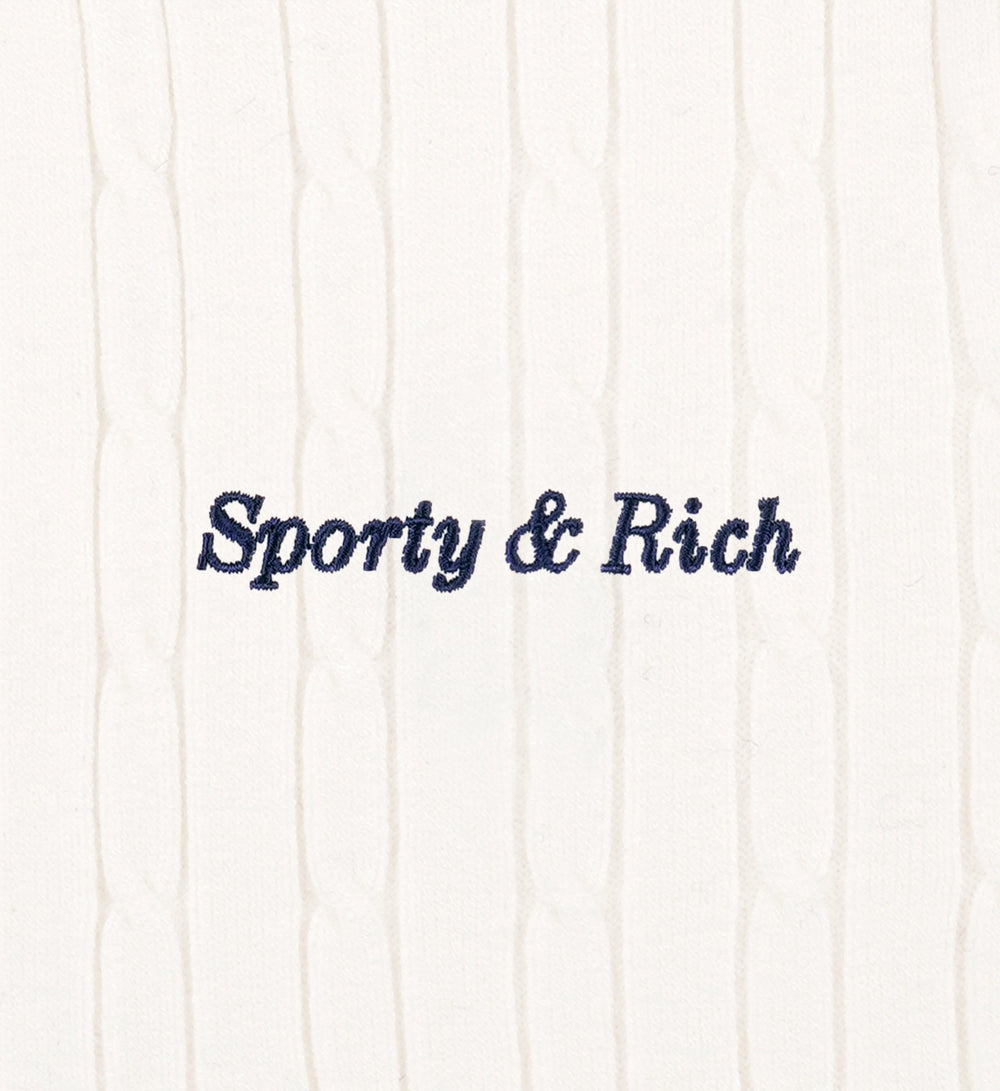 Eden Crest Mini Cable Polo - White/Navy Sporty & Rich Online