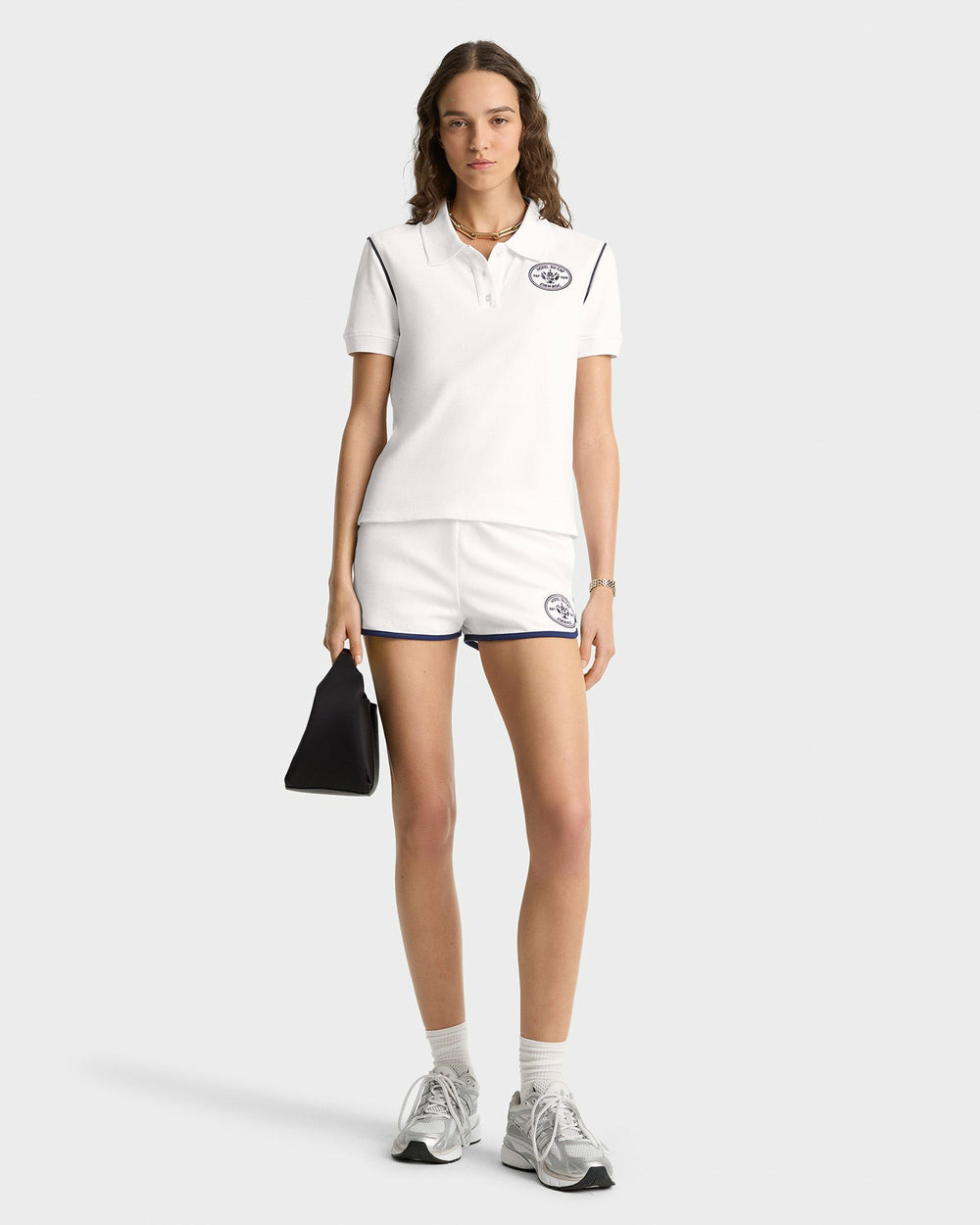Eden Crest Embroidered Pique Polo - White/Navy Sporty & Rich Discount