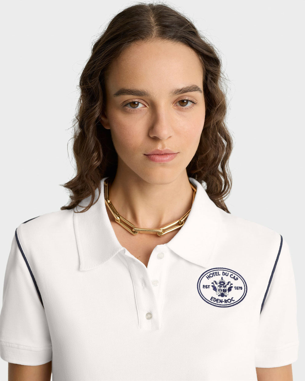 Eden Crest Embroidered Pique Polo - White/Navy Sporty & Rich Discount