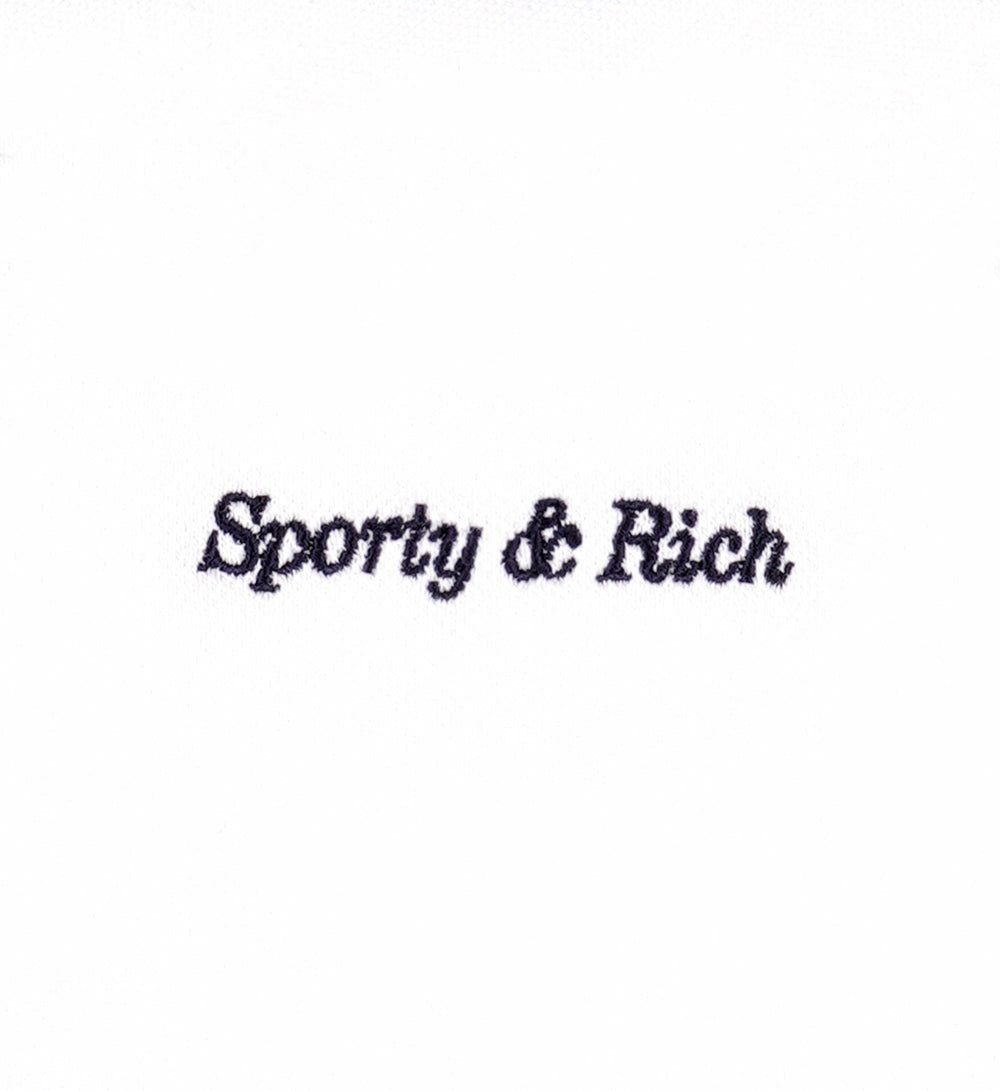 Eden Crest Embroidered Pique Polo - White/Navy Sporty & Rich Discount