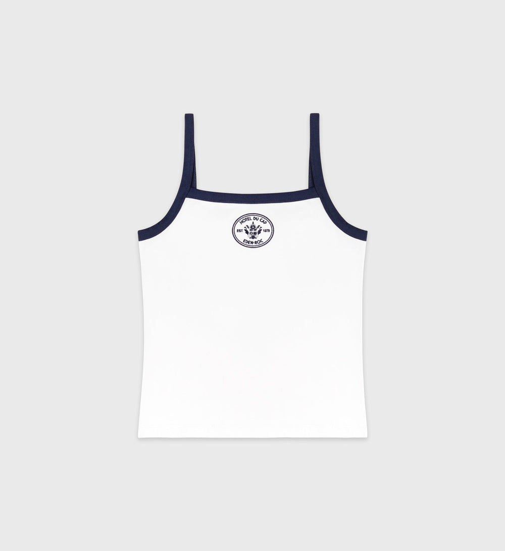 Eden Crest Embroidered Pique Tank - White/Navy Sporty & Rich For Sale