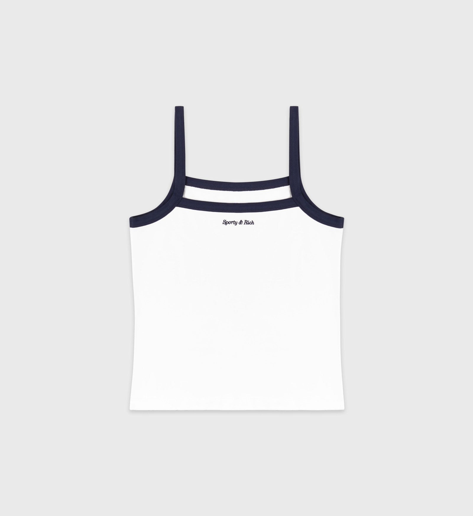 Eden Crest Embroidered Pique Tank - White/Navy Sporty & Rich For Sale