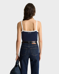 Eden Crest Embroidered Pique Tank - Navy/White Sporty & Rich Outlet