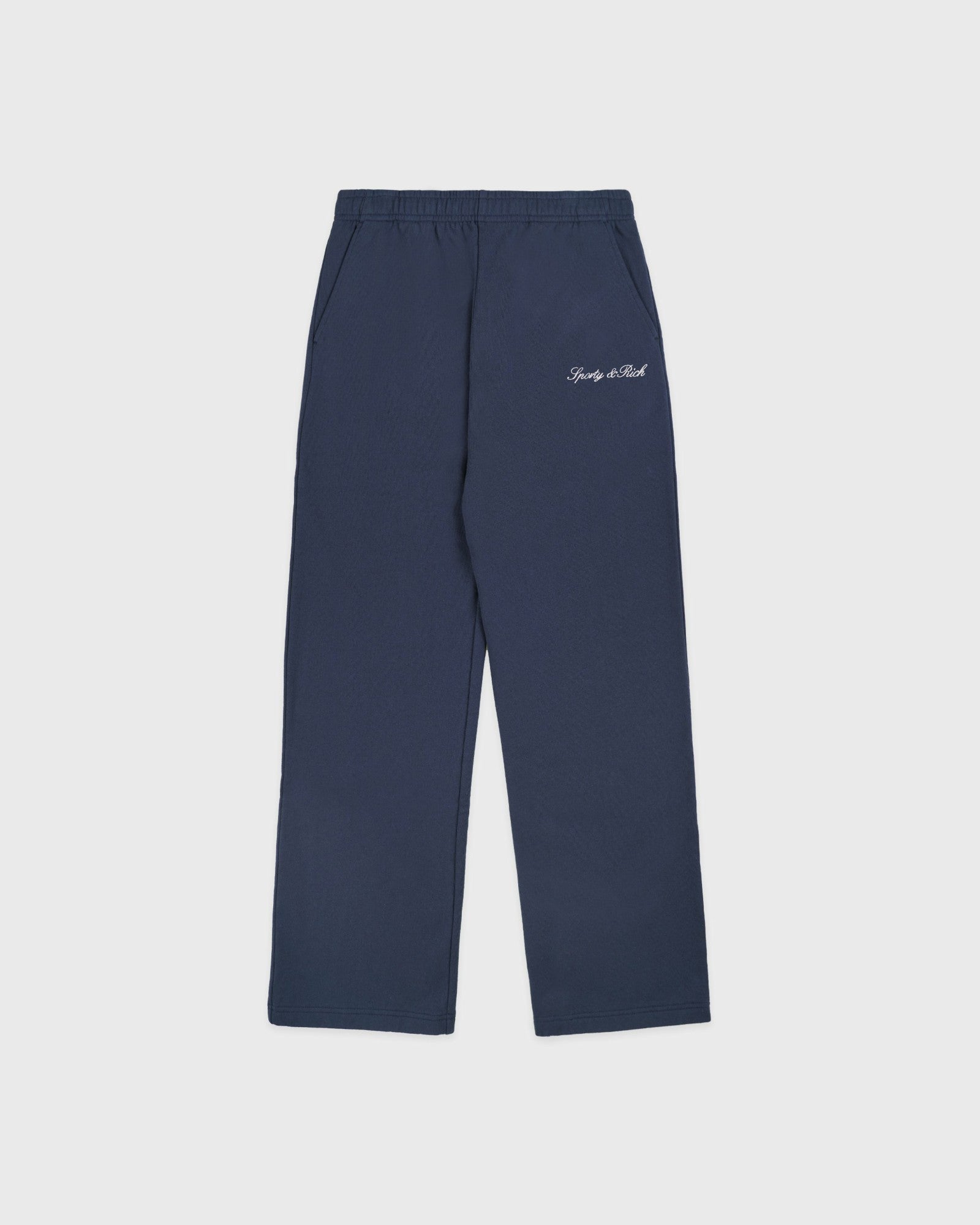 Signature Logo Embroidered Wide Sweatpant - Light Navy/White Sporty & Rich Online