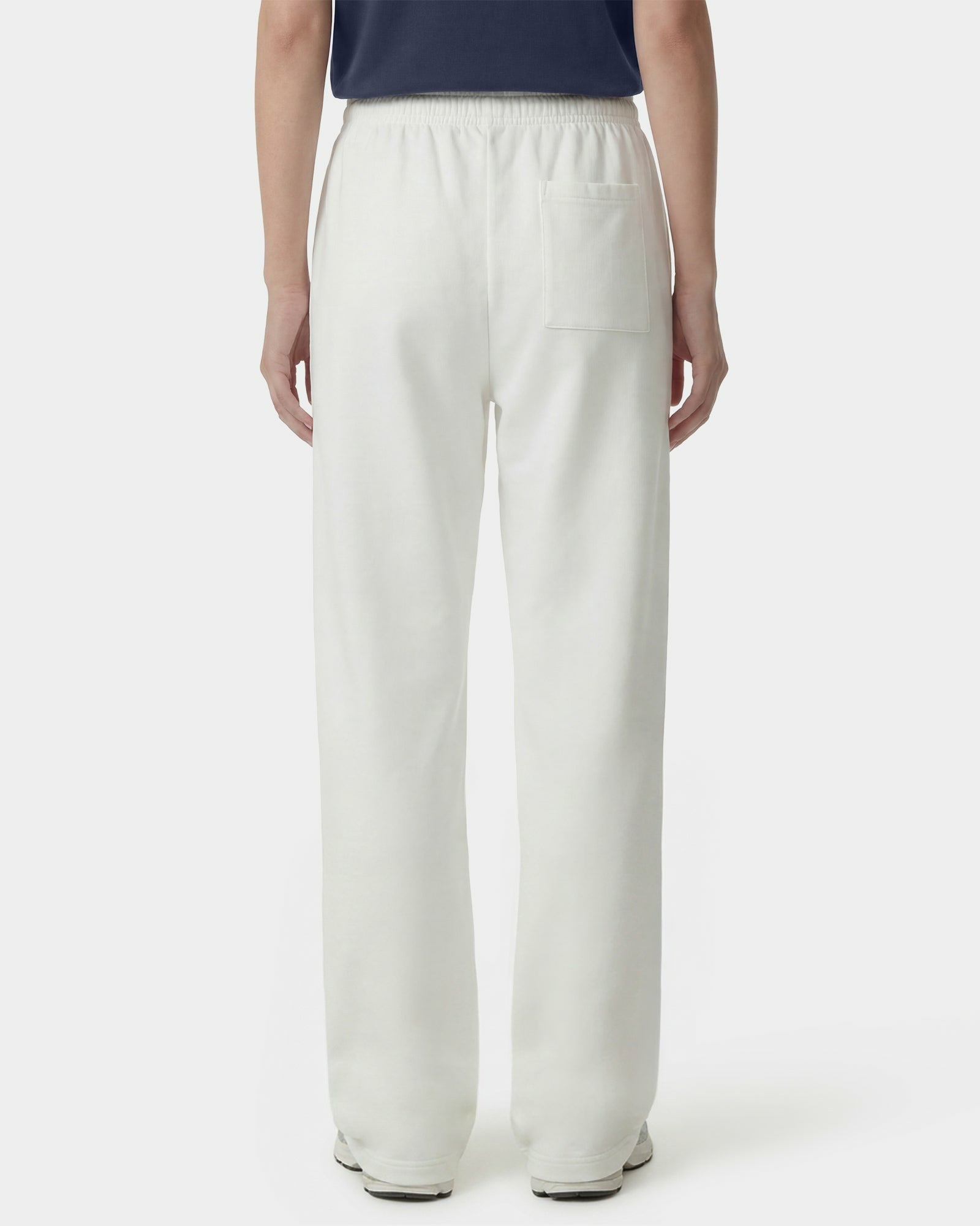 Signature Logo Embroidered Wide Sweatpant - White/Light Navy Sporty & Rich Discount