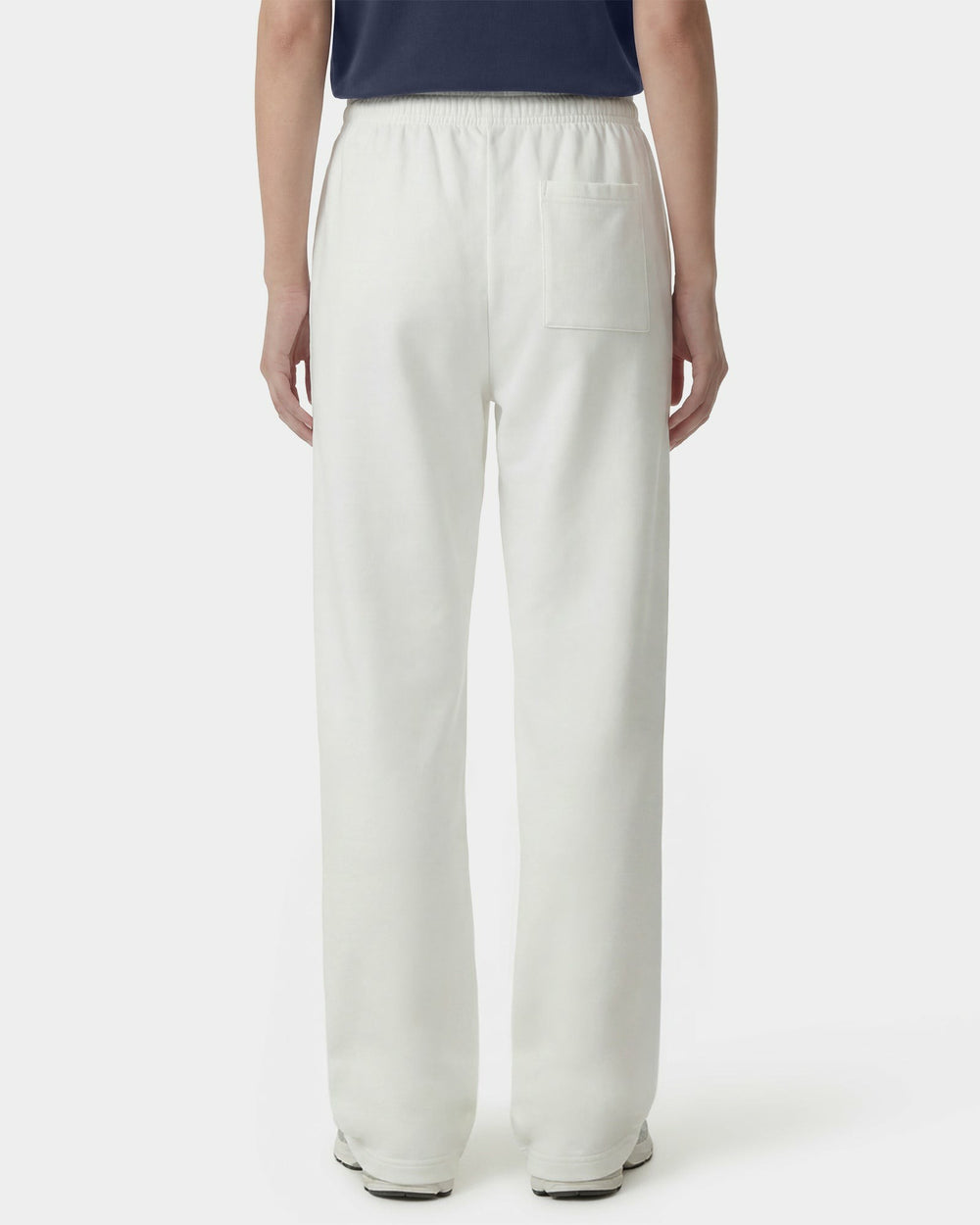 Signature Logo Embroidered Wide Sweatpant - White/Light Navy Sporty & Rich Discount