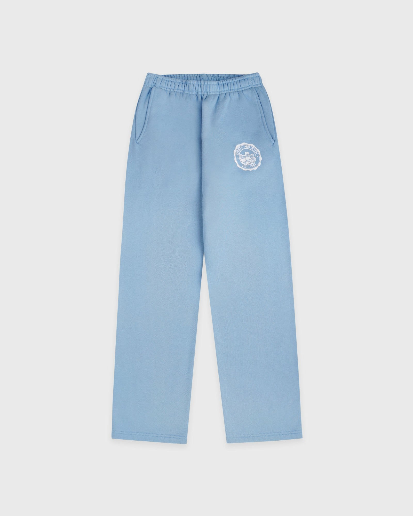 Juicy Emblem Wide Sweatpant - Sky Blue Sporty & Rich For Sale