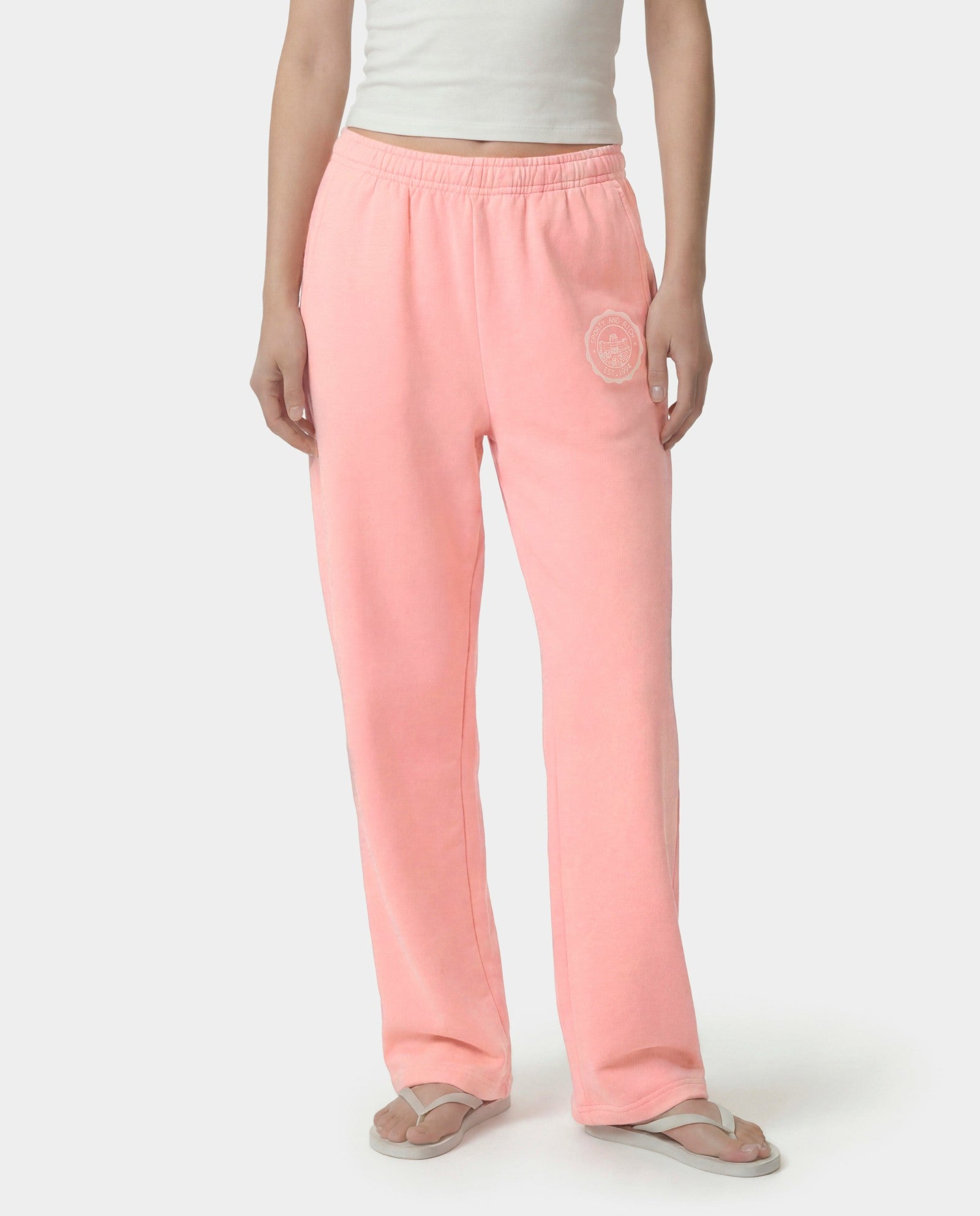 Juicy Emblem Wide Sweatpant - Rose Sporty & Rich Outlet